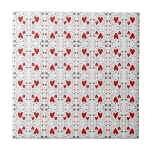 Azulejo Corazones rojos y negros dibujados a mano con amor