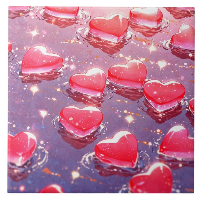 Azulejo Corazones rosados Cerámica Tile (Frente)