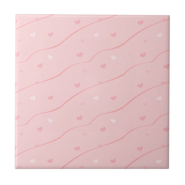 Azulejo Corazones rosados Pequeños mosaicos cerámicos (Frente)