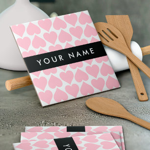 Azulejo Corazones rosados, románticos, su nombre, personal