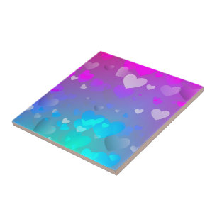 Azulejo Corazones rosados y azules