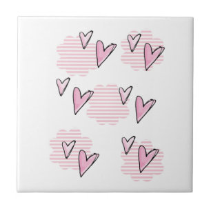 Azulejo Corazones Rosas