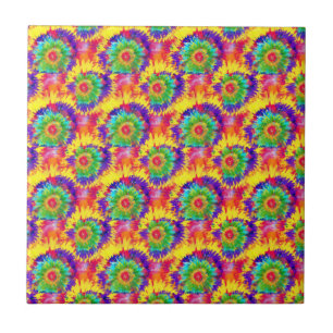 Azulejo Corbata de Arcoíris Tie Dye Estilo Retro Arte Colo