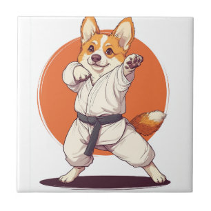Azulejo Corgi de Karate � Perro de Artes Marciales