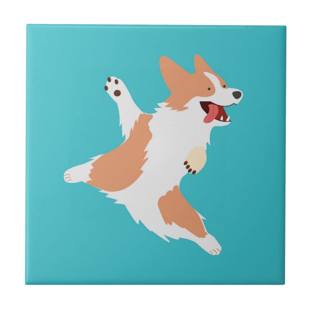 Azulejo Corgi Juguetón (Frente)