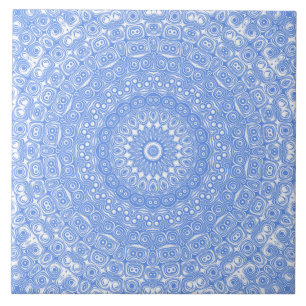 Azulejo Cornflower Blue Symmetry Mandala