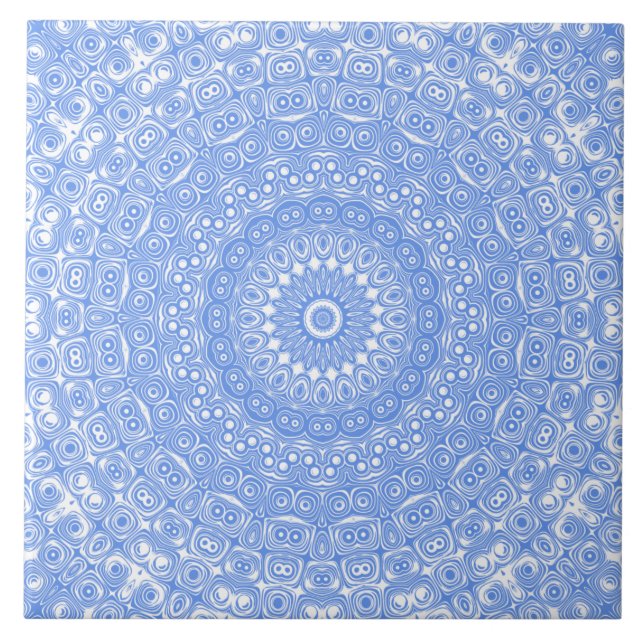 Azulejo Cornflower Blue Symmetry Mandala (Frente)