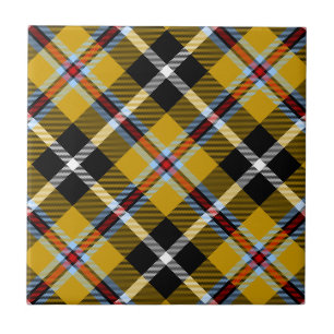 Azulejo Cornish National Tartan Yellow and Black Planteado