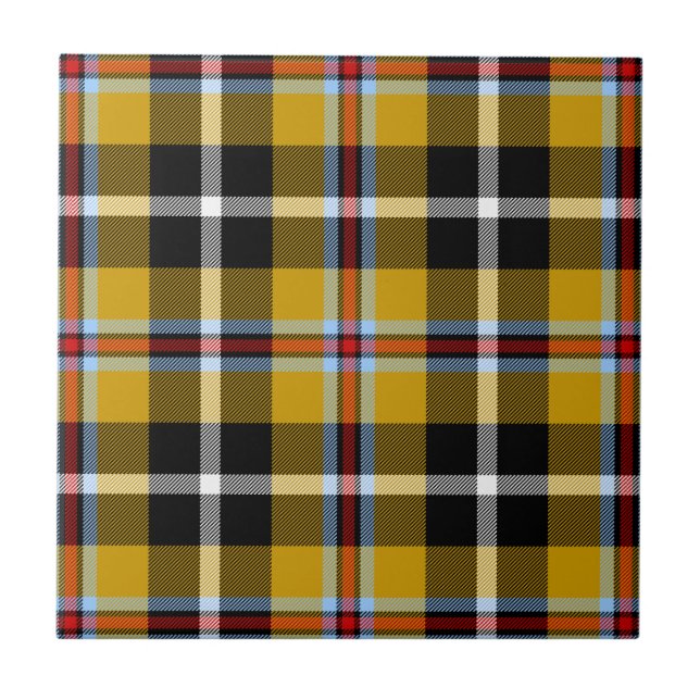 Azulejo Cornish National Tartan Yellow and Black Planteado (Frente)