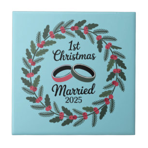 Azulejo Corona de Anillos de Boda Clásicos 1ª Navidad