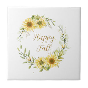 Azulejo Corona de girasoles con texto personalizable