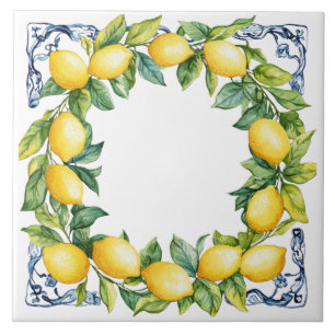 Azulejo Corona de limón amarillo mediterráneo rústico tosc