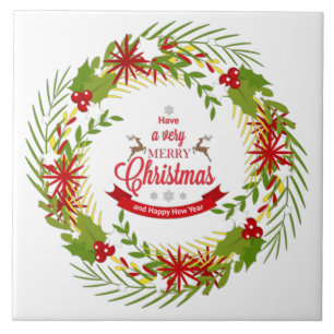 Azulejo Corona de Navidad con muérdago