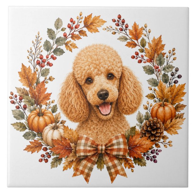 Azulejo Corona de Otoño de Caniche (Frente)