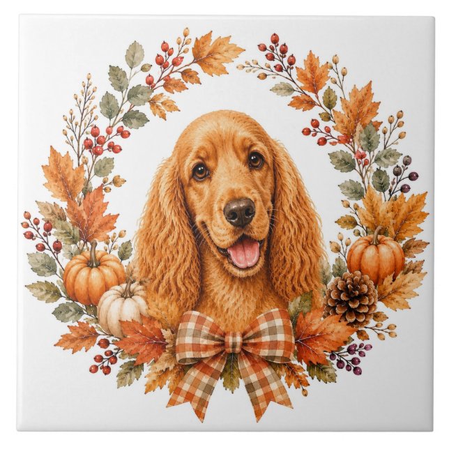 Azulejo Corona de otoño de Cocker Spaniel (Frente)