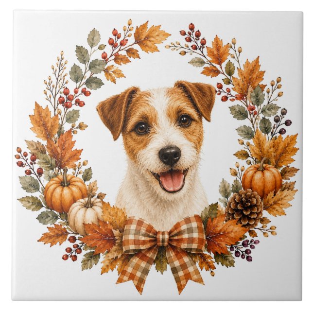 Azulejo Corona de otoño de Jack Russell Terrier (Frente)