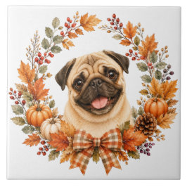 Azulejo Corona de Otoño Pug