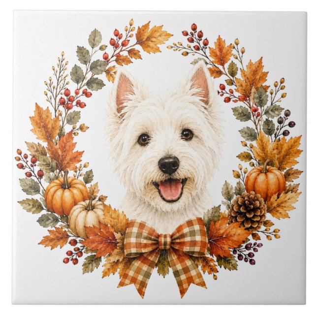 Azulejo Corona de Otoño Westie (Frente)