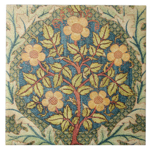 Azulejo Corona de rosas de arte floral vintage de William