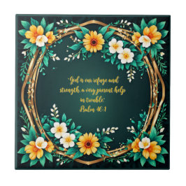 Azulejo Corona floral y verde personalizable