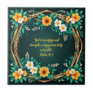 Azulejo Corona floral y verde personalizable