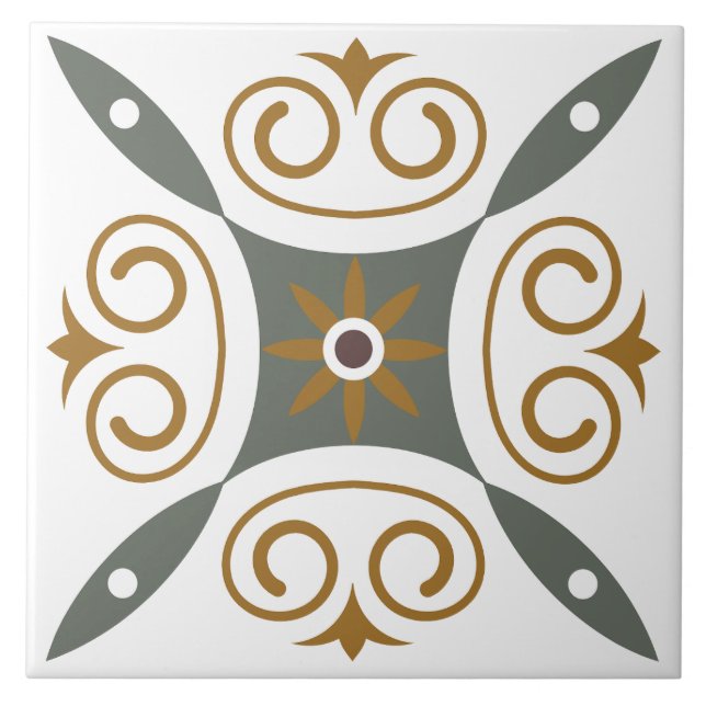 Azulejo Corona mediterránea contemporánea clásica italiana (Frente)