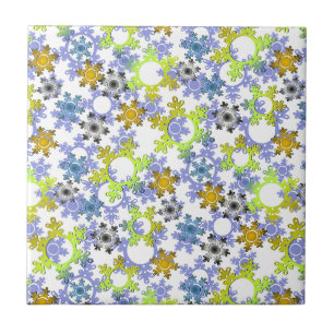 Azulejo Cortado copos de nieve de papel multicolores sobre