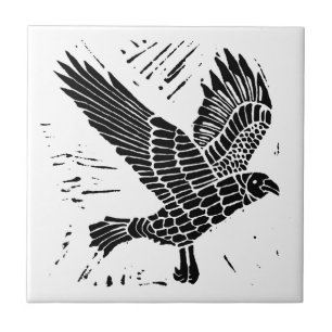 Azulejo Corte de Lino de Raven blanco y negro