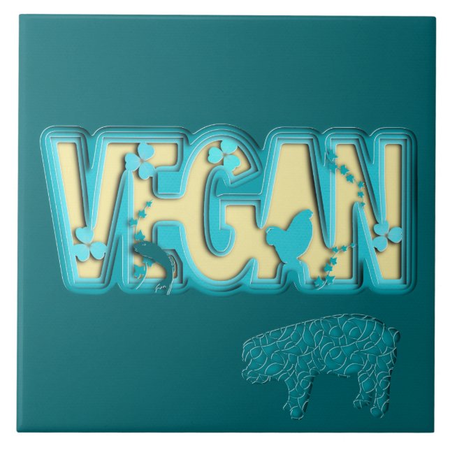 Azulejo Corte de papel vegano (Frente)