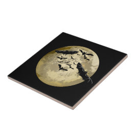 Azulejo Cosecha De Halloween Luna Completa Y Vuelos Noctur