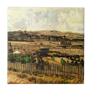 Azulejo Cosecha en Provenza Montmajour de Vincent van Gogh