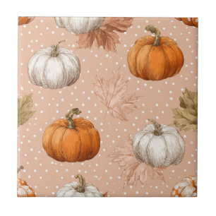 Azulejo Cosecha Rústica Otoño - Calabazas y hojas