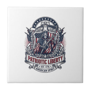 Azulejo Cosechadora de Libertad Patriótica Esqueleto Patri