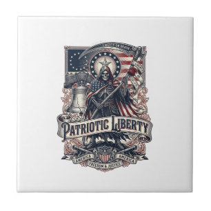 Azulejo Cosechadora de Libertad Patriótica Patriota Oscuro
