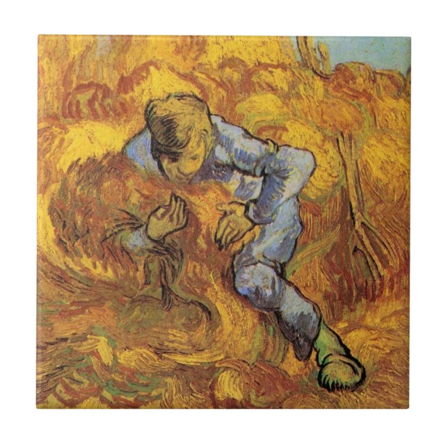 Azulejo Cosechadora (según Millet) por Vincent van Gogh (Frente)