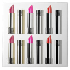 Azulejo cosméticos de belleza de lápiz labial cromado rojo