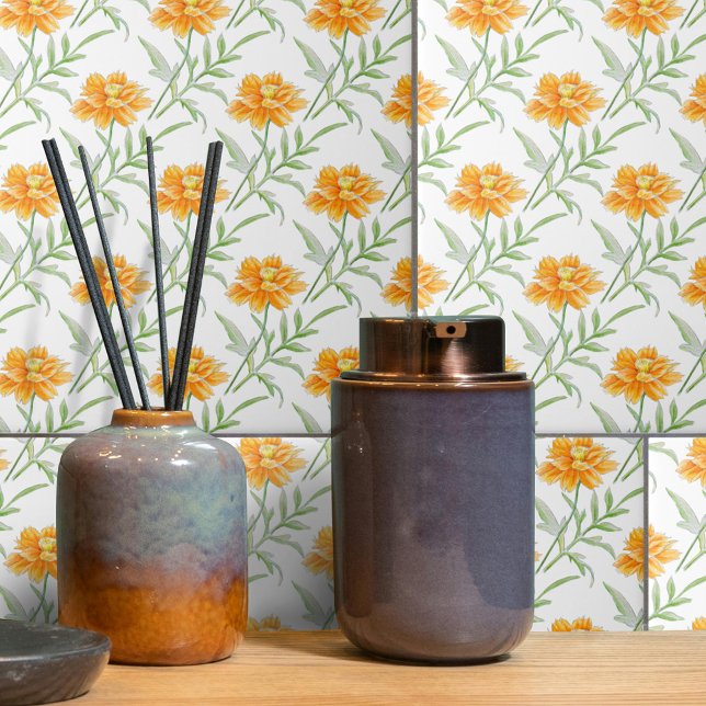 Azulejo Cosmos de azufre mexicano arte blanco naranja (Subido por el creador)