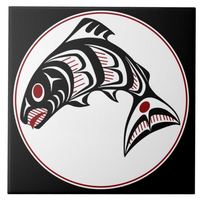 Azulejo Costa del Pacífico Noroeste: arte Haida Salmon (Frente)