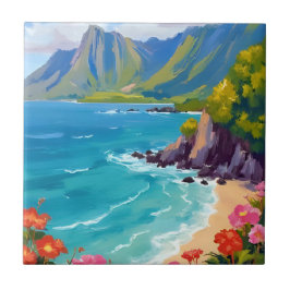Azulejo Costa Na Pali Kauai Hawaii Pintura de Costa Arte