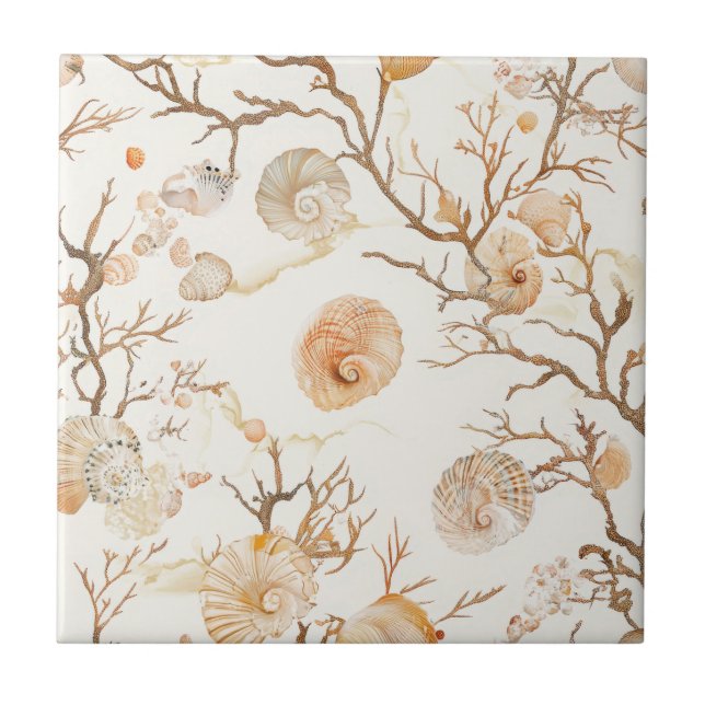 Azulejo Costa Rústica - Aguas marinas, pez estrella, arrec (Frente)