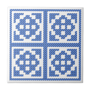 Azulejo Costillas tradicionales de origen étnico azul