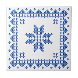 Azulejo Costillas tradicionales de origen étnico azul