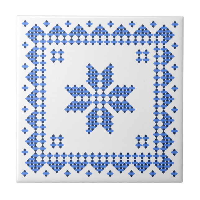 Azulejo Costillas tradicionales de origen étnico azul (Frente)
