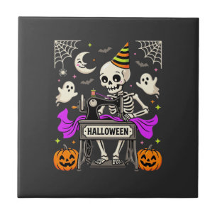 Azulejo Costura de Halloween Esqueleto Espeluznante Fantas