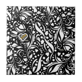 Azulejo Cotización de la vida en mosaico de cerámica negra