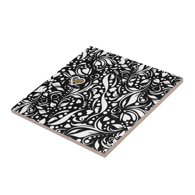 Azulejo Cotización de la vida en mosaico de cerámica negra (Lado)