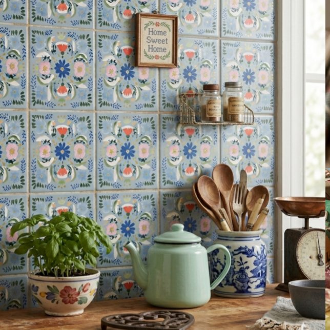 Azulejo Cottage Floral Azul Holandés (Subido por el creador)