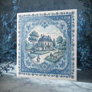 Azulejo Cottage Floral Toile de País Francés Rústico Vinta