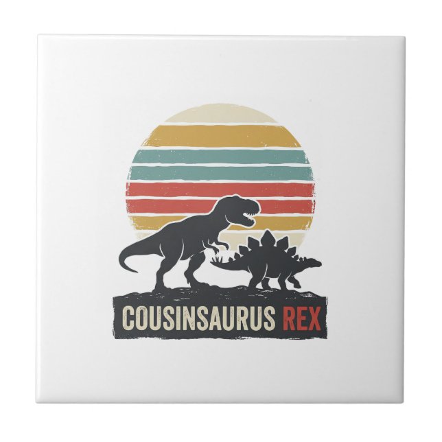 Azulejo Cousinsaurus Rex Camiseta Divertida de Dinosaurio  (Frente)