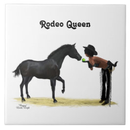 Azulejo Cowgirl Pinup Con Cubierta Cerámica De Caballo